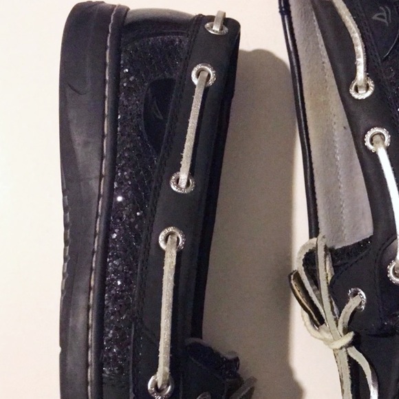 Sperry Top-Sider Black And Glitter Boat Shoes - Picture 5 of 7
